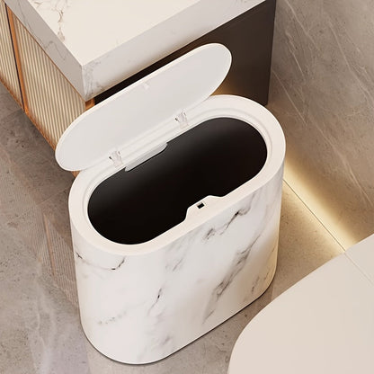 Marble Pattern Trash Can Modern Bathroom &