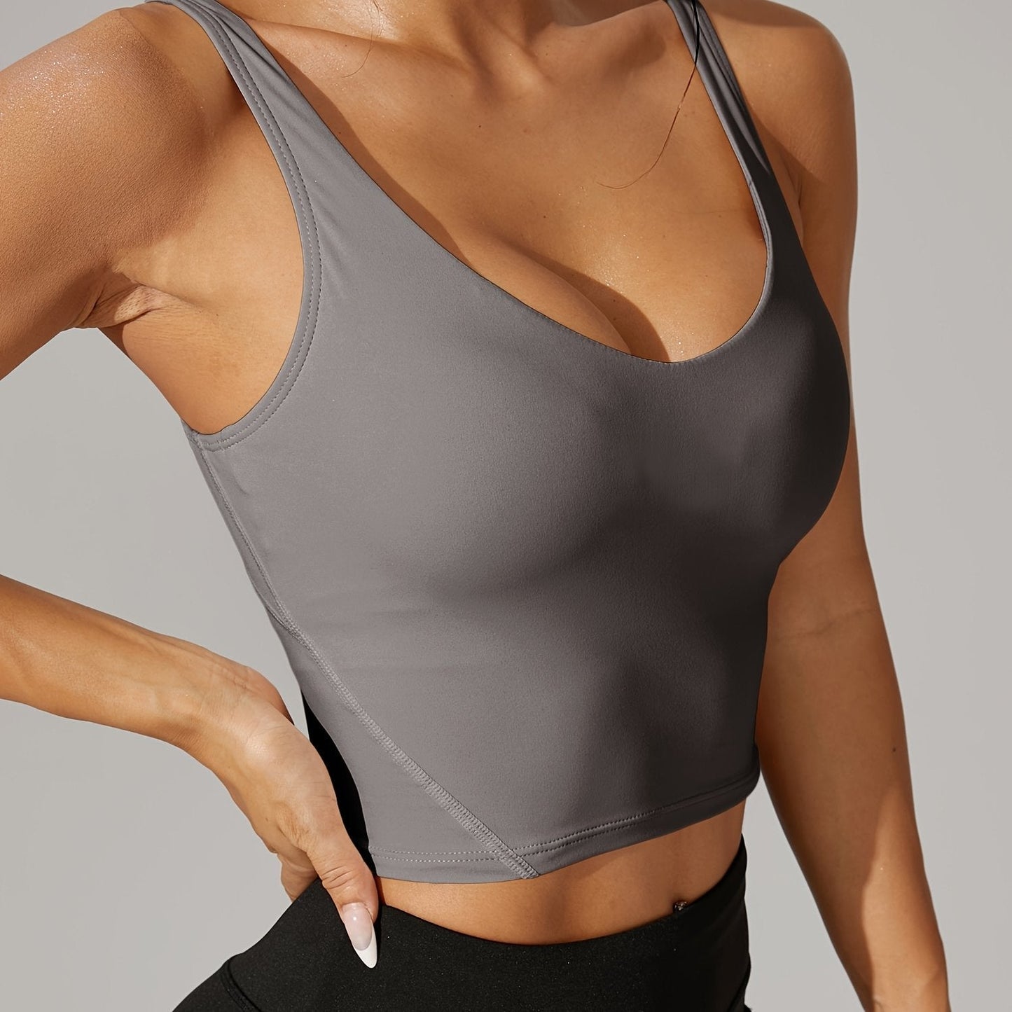 Pickleball Backless Crop Tank V Neck Stretch