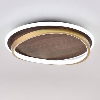 LED Modern Ceiling Lamp Walnut & Gold