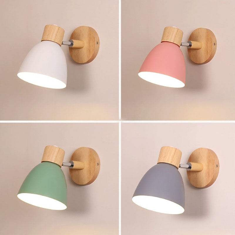 Modern Minimalist Wall Sconce Wood & Iron