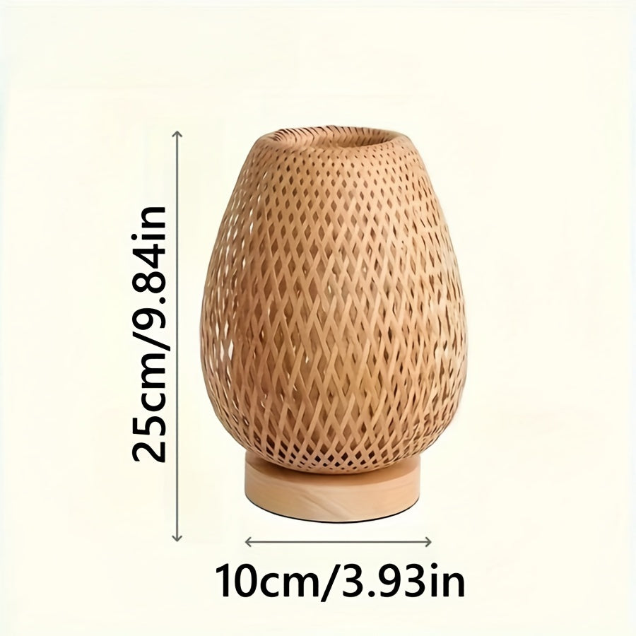 Handmade Bamboo Woven Bedside Lamp Dimmable