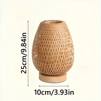 Handmade Bamboo Woven Bedside Lamp Dimmable