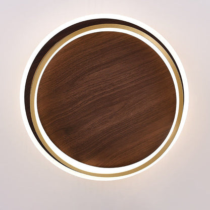 LED Modern Ceiling Lamp Walnut & Gold