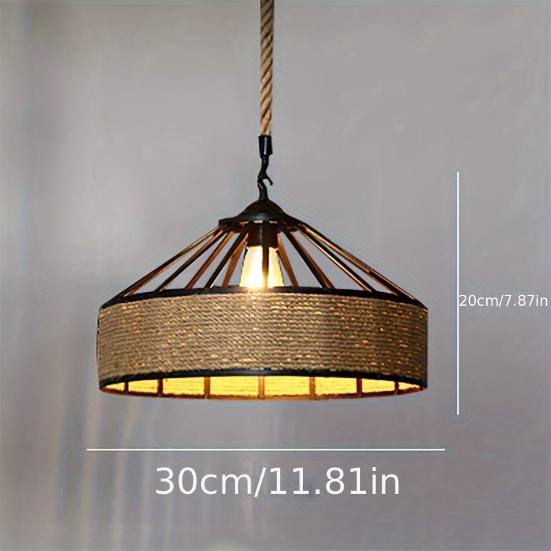 Rustic Hemp Rope Pendant Light Vintage