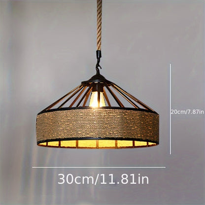 Rustic Hemp Rope Pendant Light Vintage