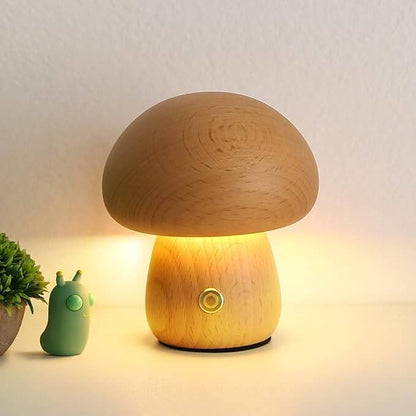 Portobello Mushroom Lamp Natural Wood