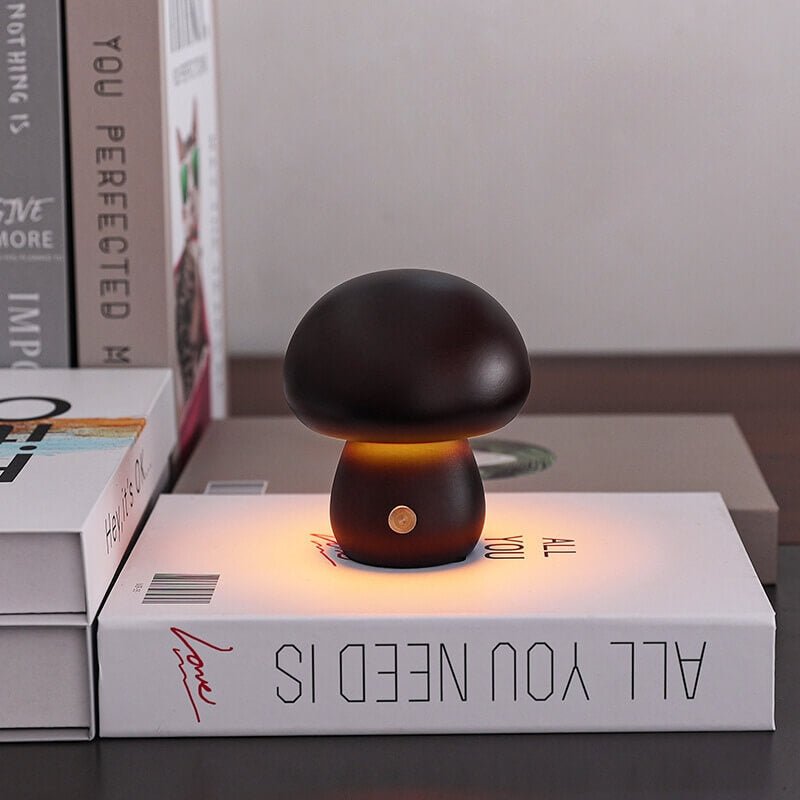 Portobello Mushroom Lamp Natural Wood