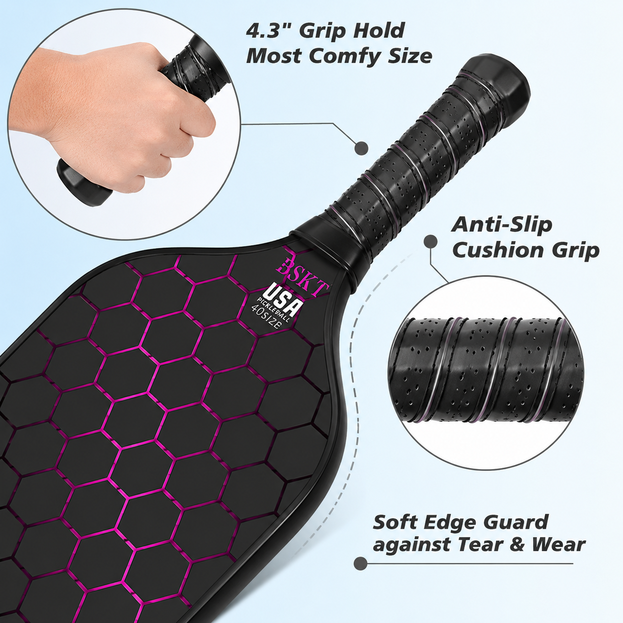 Pickleball Paddle Set Fiberglass Lightweight