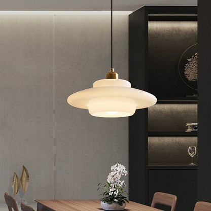 White Glass Pendant Light Modern Mid Century