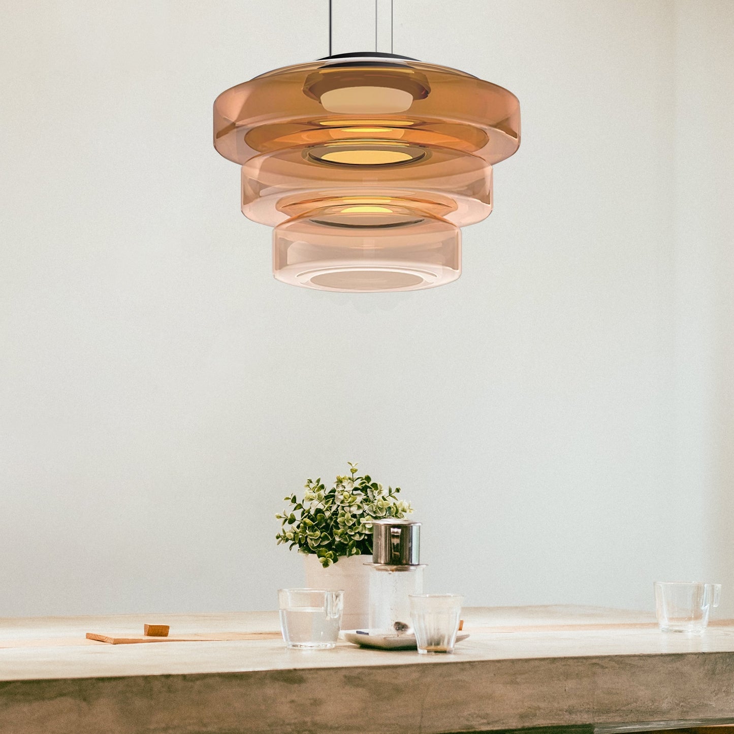 Glass Pendant Lamp Bauhaus Style Hanging