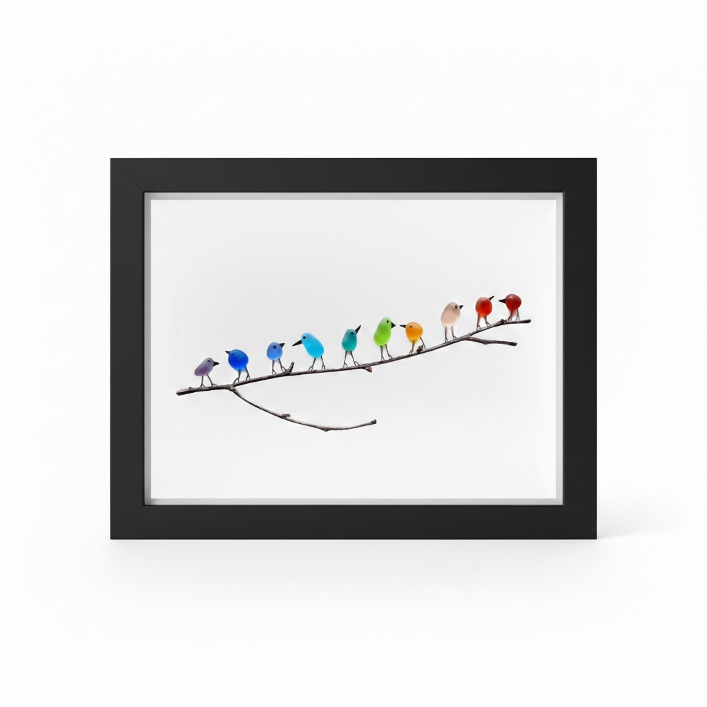 Wall Art Picture Frame Sea Glass Bird