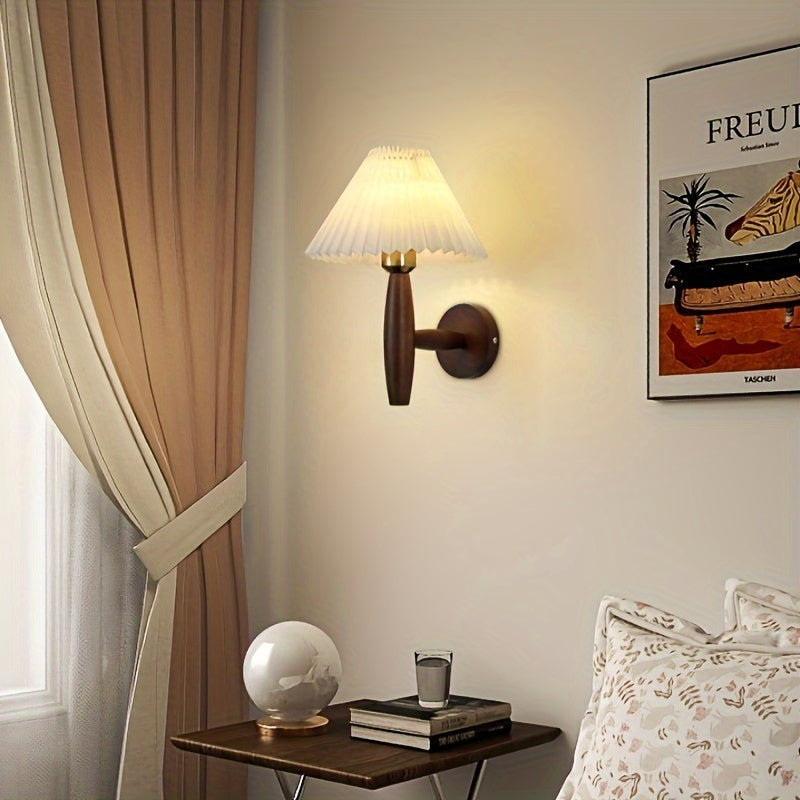 Nordic Wooden Wall Sconce Retro Bedside Wall