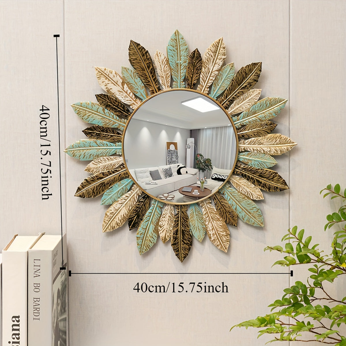Bohemian Sunburst Metal Wall Mirror Teal &