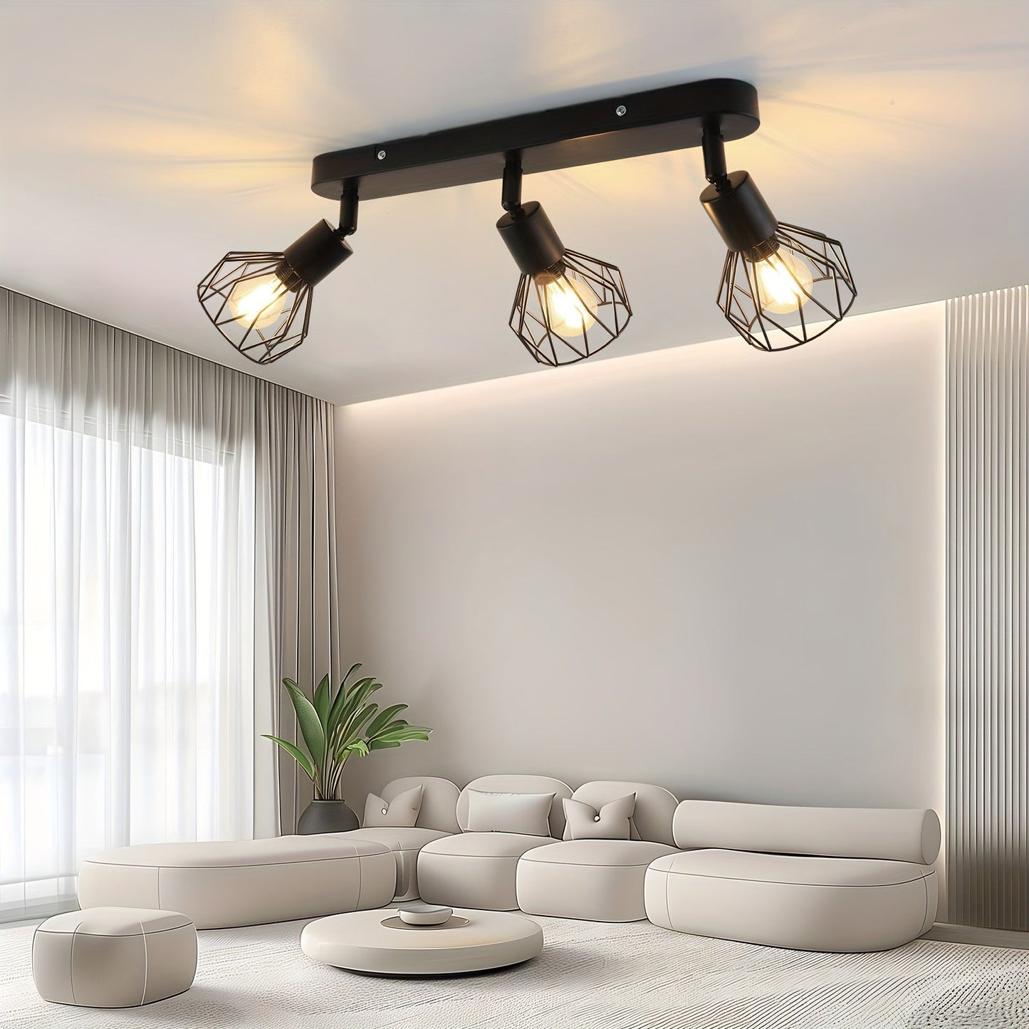 Vintage 3 Light Ceiling Spotlight Industrial
