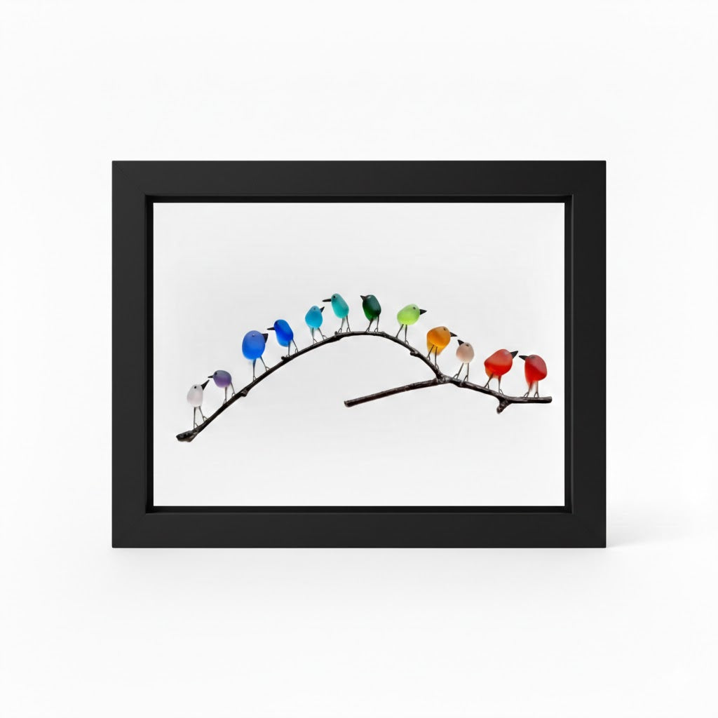 Wall Art Picture Frame Sea Glass Bird