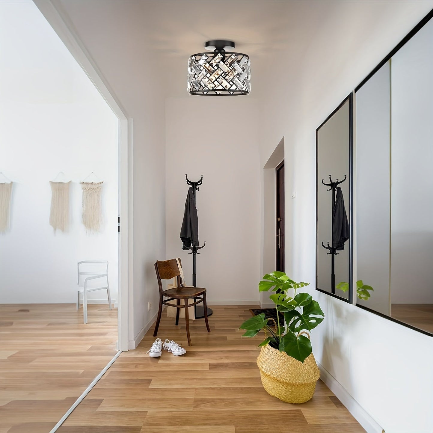 Modern Crystal Semi Flush Mount Ceiling