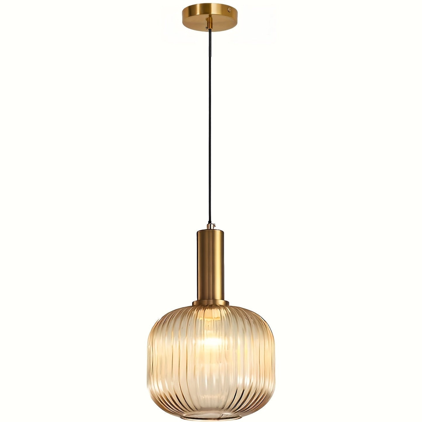 Modern Striped Glass Pendant Light Brass &