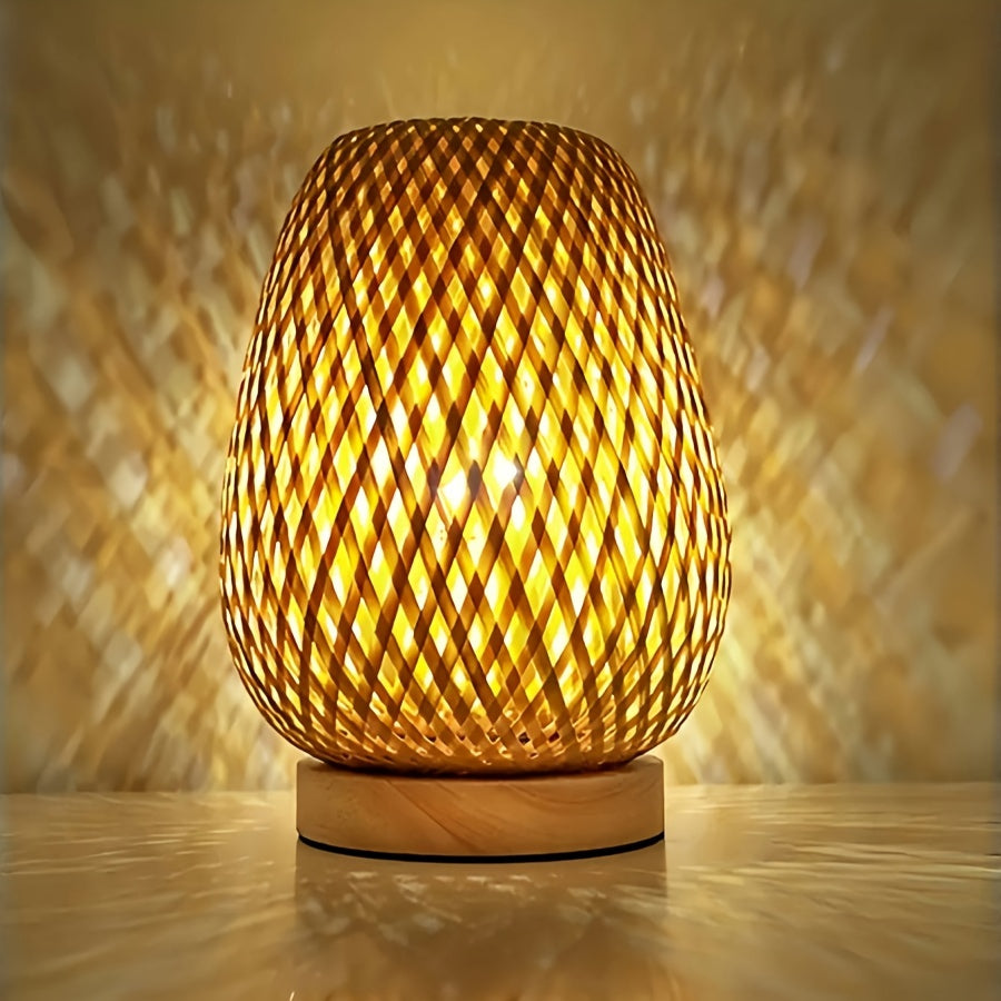 Handmade Bamboo Woven Bedside Lamp Dimmable