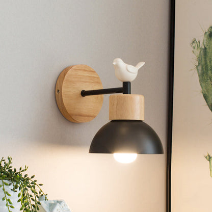 Nordic Wooden Bird Wall Lamp LED Bedside