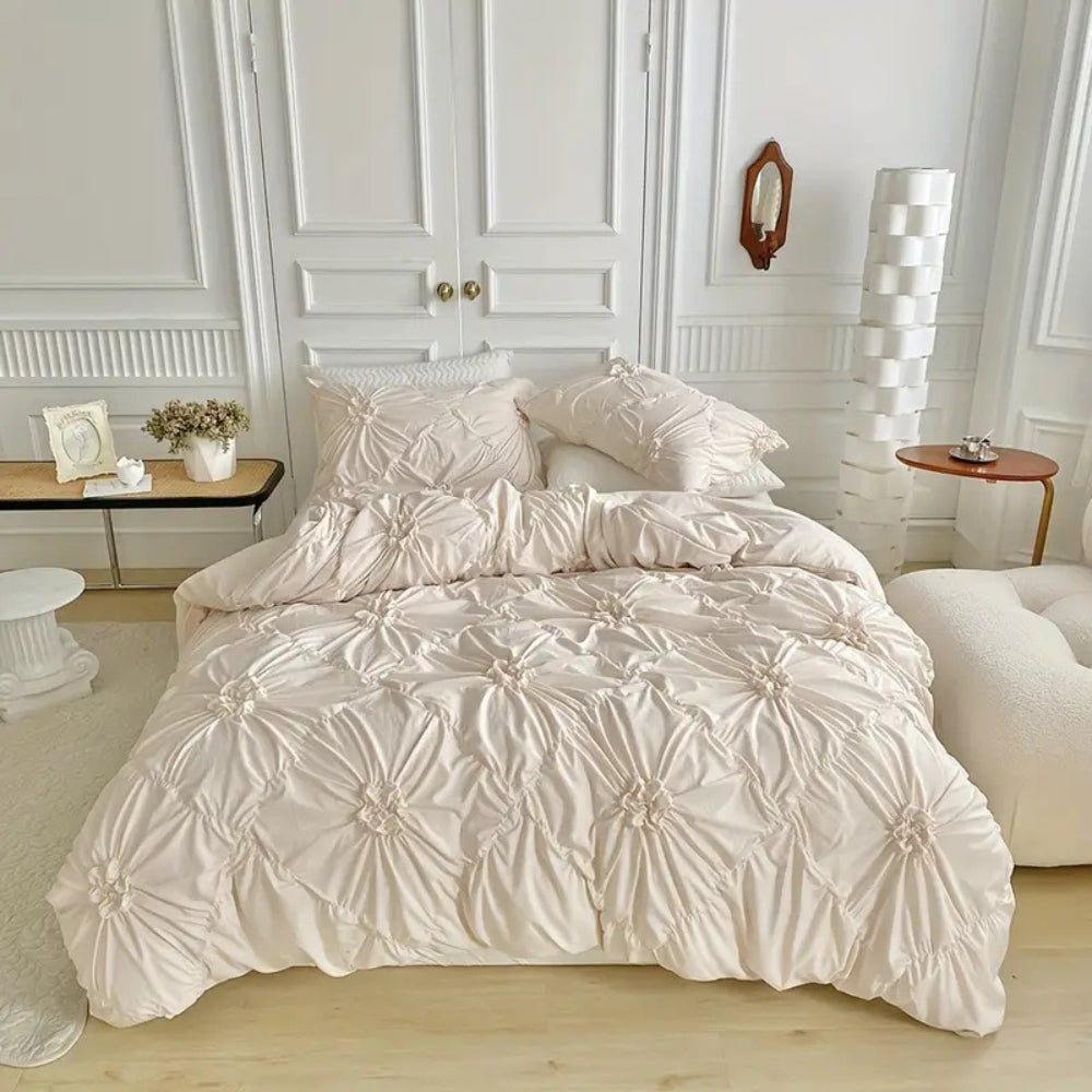 Quilt Cover Set Floral Pleated Bedroom