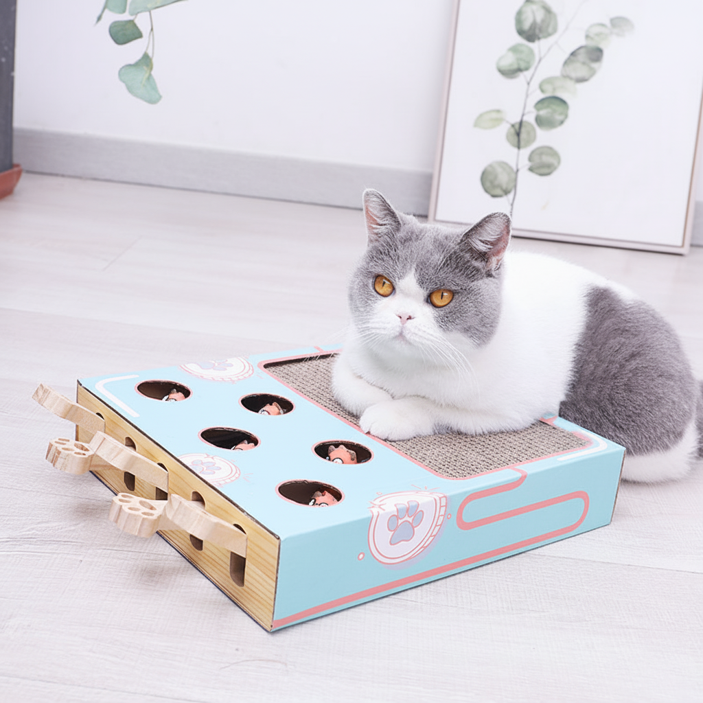 Cat Scratcher Puzzle Box Interactive Toy