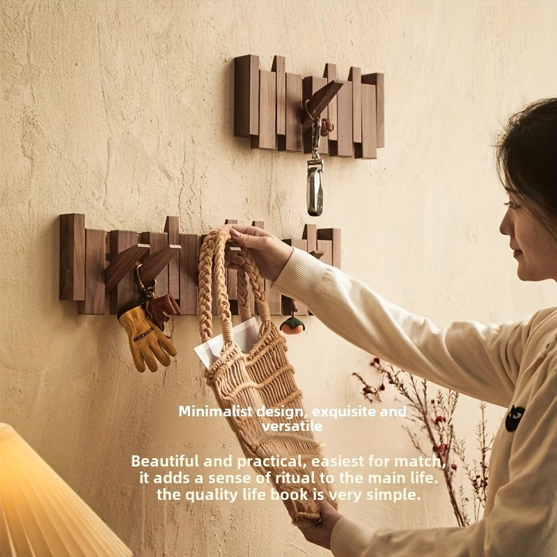 Wooden Wall Hooks Foldable Piano Key Design