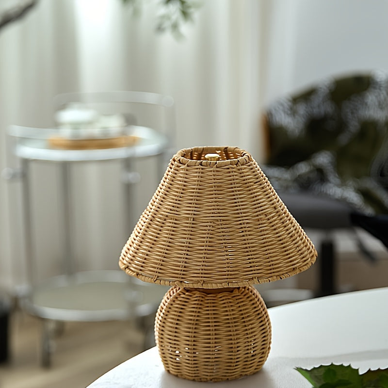 Bamboo Woven Desk Lamp USB Powered Boho