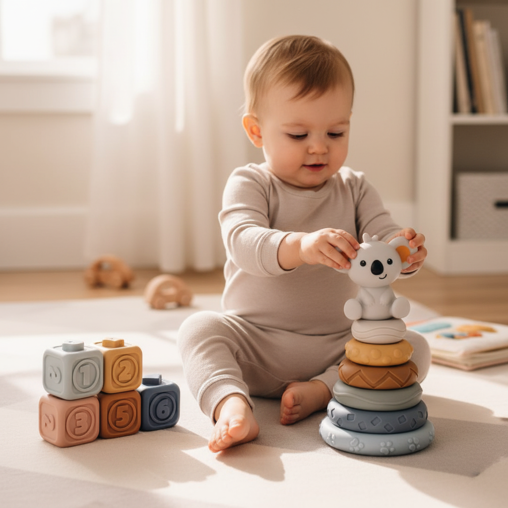Baby Stacking Toy Sensory Teething Cubes