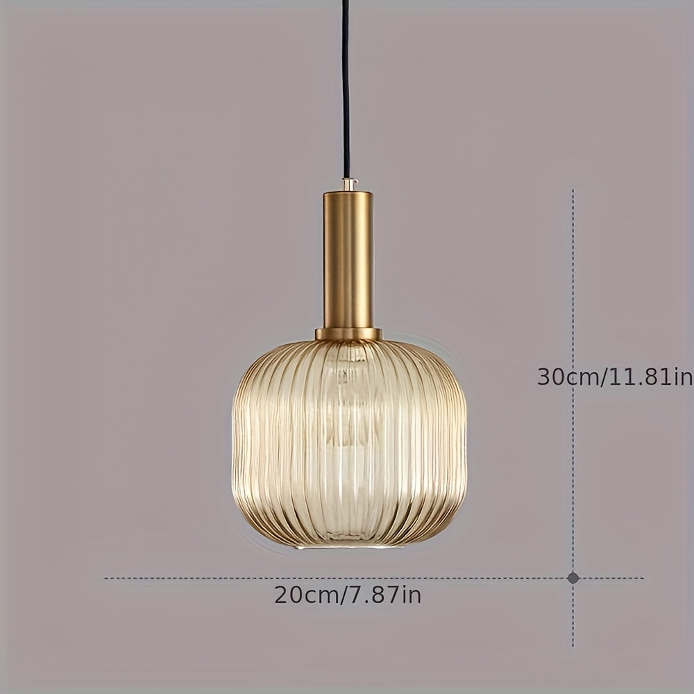 Modern Striped Glass Pendant Light Brass &