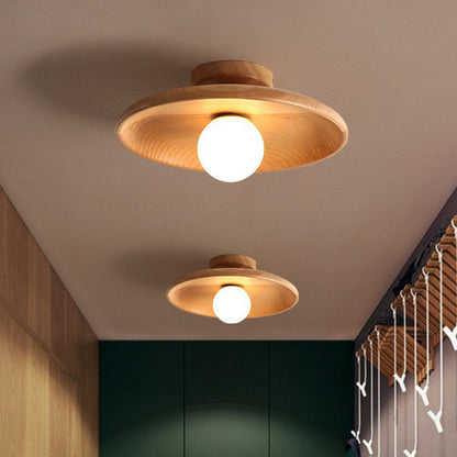 Modern Wooden Ceiling Light Minimalist Semi