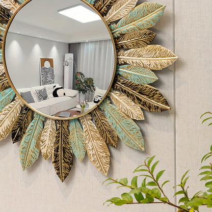 Bohemian Sunburst Metal Wall Mirror Teal &