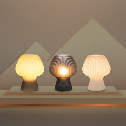Vintage Bedside Table Lamp Ribbed Glass