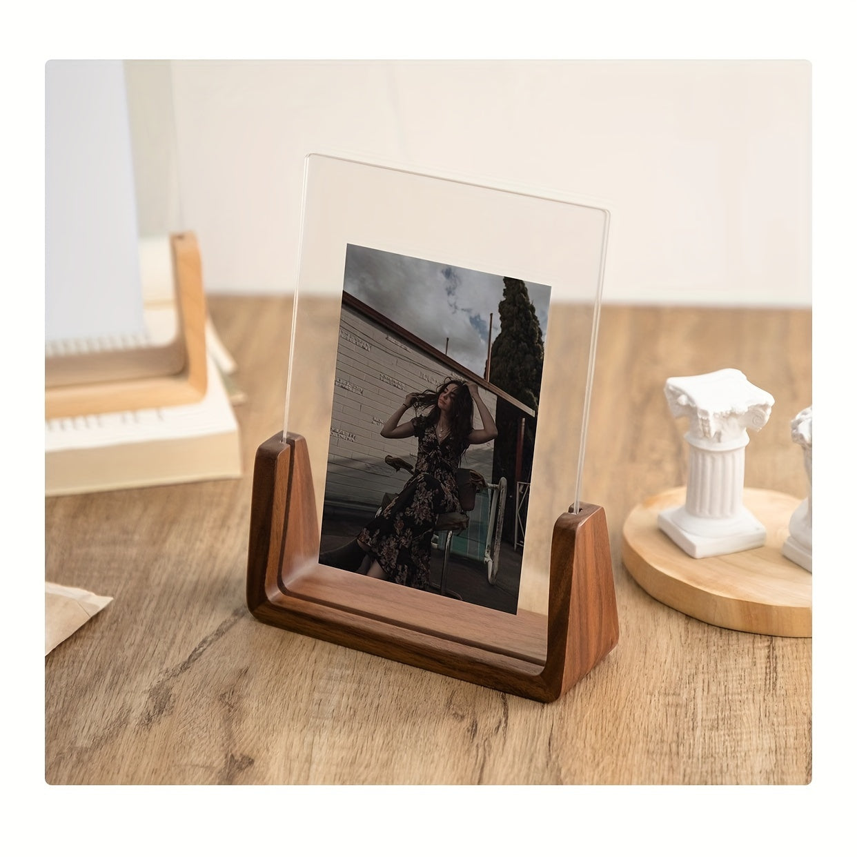 U Shaped Acrylic & Wood Photo Frame