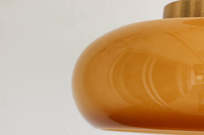 Vintage Brass Yellow Glass Ceiling Light