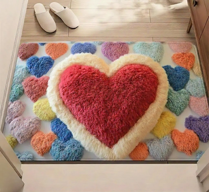Doormat Heart Pattern Non Slip Polyester