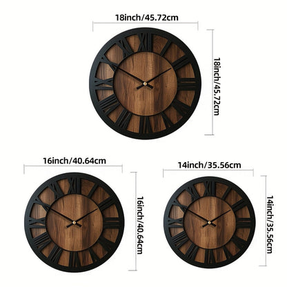 Vintage Wooden Wall Clock Roman Numeral