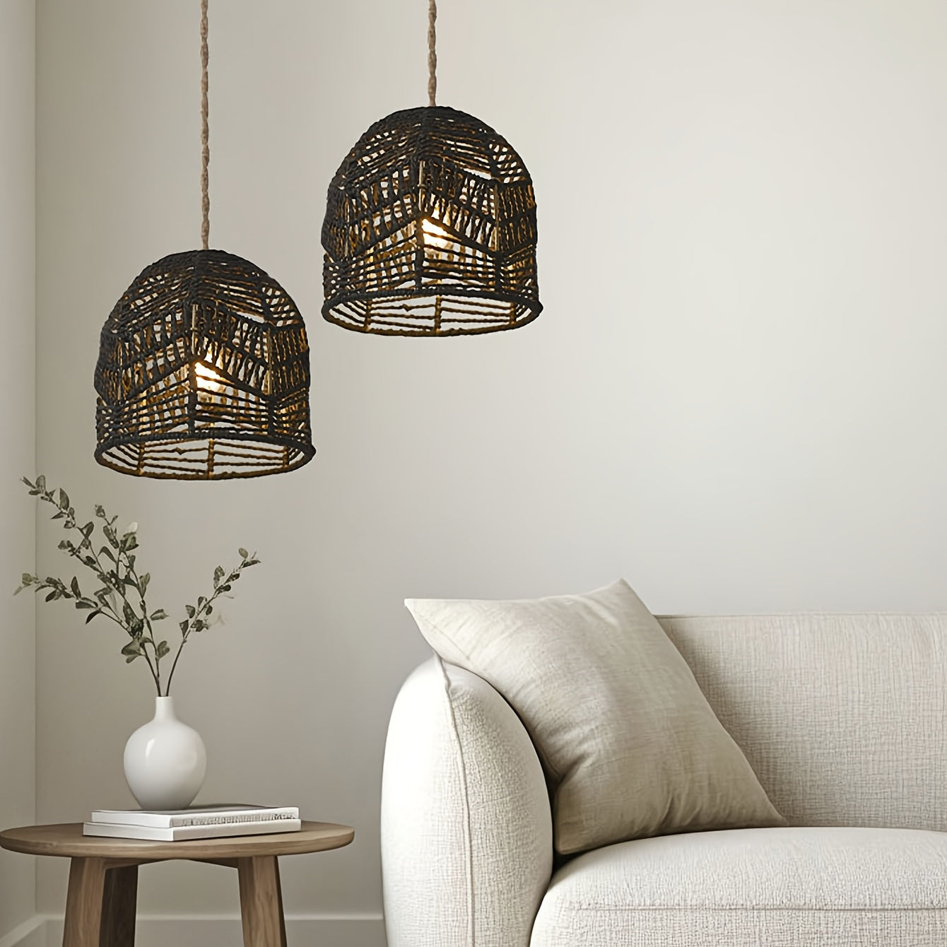 Handwoven Rope Pendant Shade Rustic