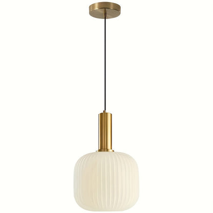 Modern Striped Glass Pendant Light Brass &