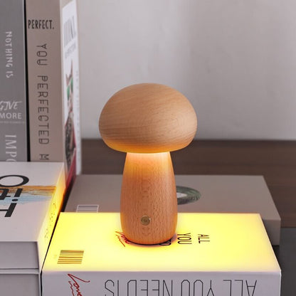 Portobello Mushroom Lamp Natural Wood