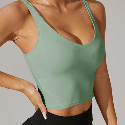 Pickleball Backless Crop Tank V Neck Stretch