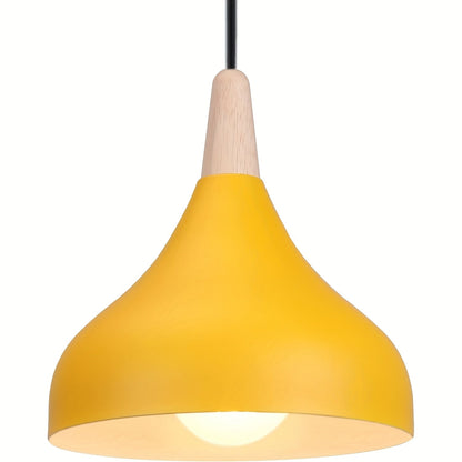 Modern Teardrop Pendant Light Metal & Wood