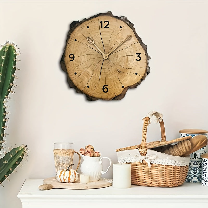 Rustic Wood Slice Wall Clock Natural Log