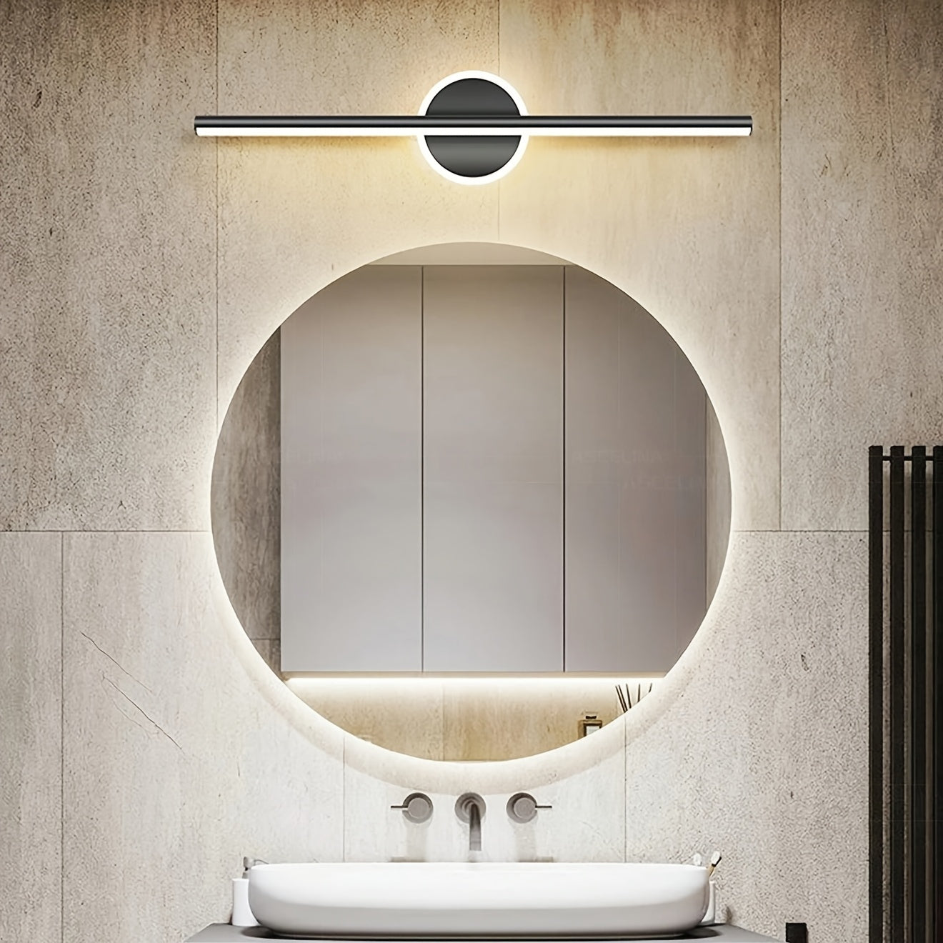 Luxe LED Mirror Wall Light Minimalist Black