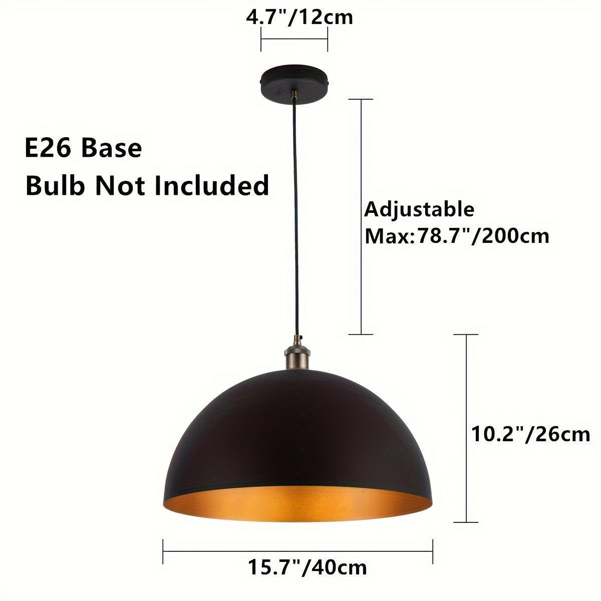 Vintage Industrial Dome Pendant Light Black