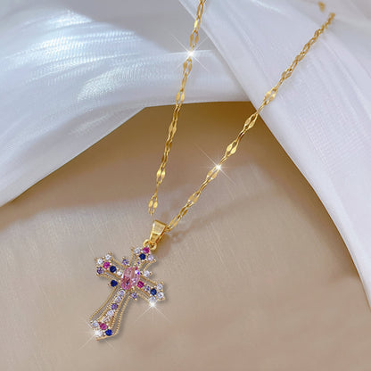 Necklace Cross Pendant Gold Mothers Day Gift