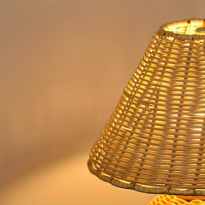 Bamboo Woven Desk Lamp USB Powered Boho