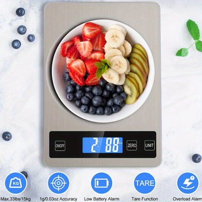15KG Digital Kitchen Scale USB Rechargeable