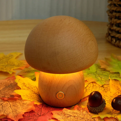 Portobello Mushroom Lamp Natural Wood