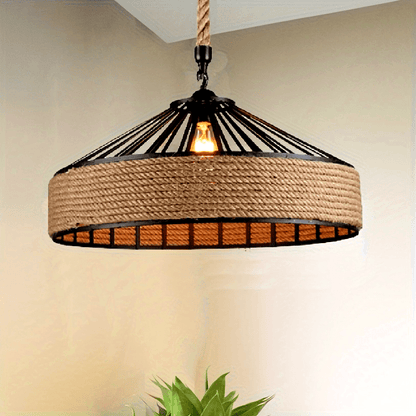 Rustic Hemp Rope Pendant Light Vintage