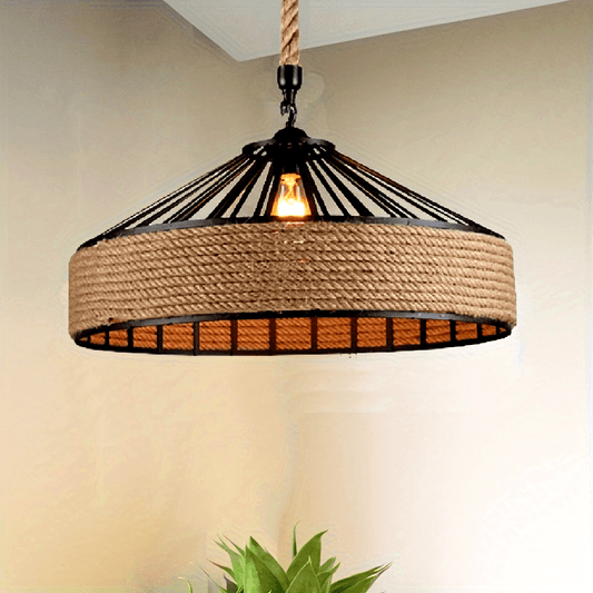 Rustic Hemp Rope Pendant Light Vintage
